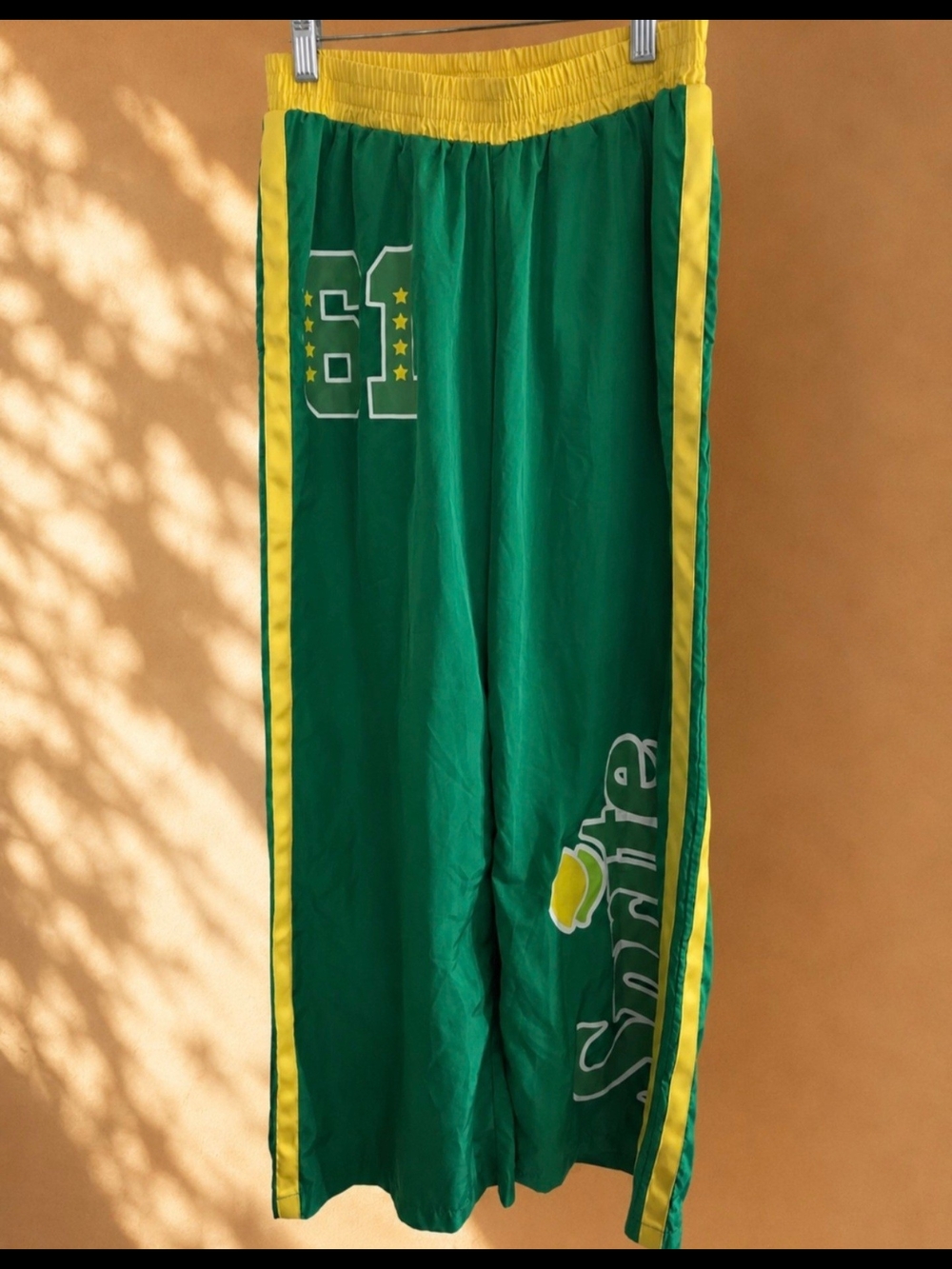 Vintage Sprite Green Yellow Track Pants Windbreaker Size Small